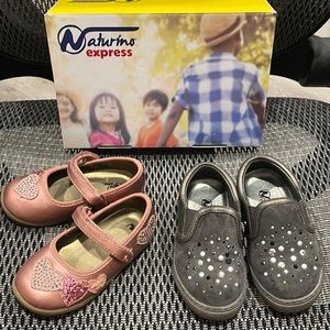 2 pairs Naturino Express toddler girl shoes Size 6